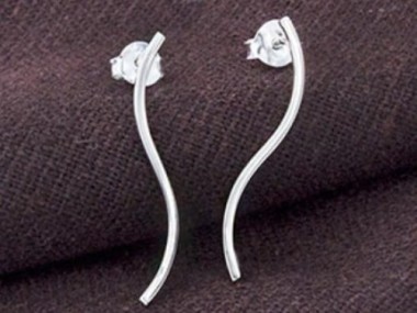 925 Sterling Silver Thin Tube Earrings 1x26mm.