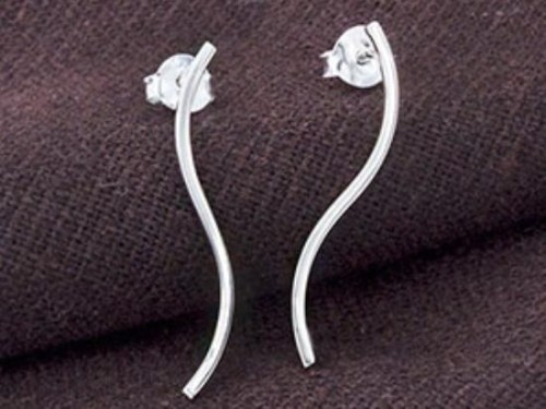 1 pair of 925 Sterling Silver Thin Tube Earrings 1x26mm. Polish finished.