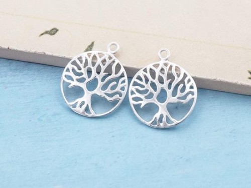 2 of 925 Sterling Silver Tree of Life Pendants 18 mm. Polish Finished.