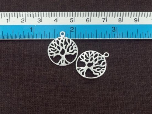 2 of 925 Sterling Silver Tree of Life Pendants 18 mm. Polish Finished.