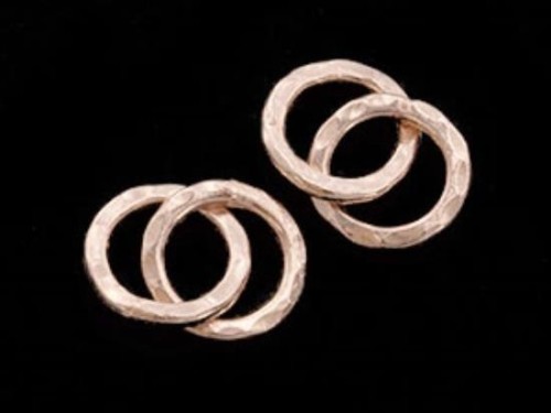 2 of Karen hill tribe Silver Rose Gold Vermeil Style Double Hammered Circle Rings Pendants 12 mm.