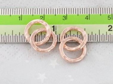 Karen hill tribe Silver Rose Gold Vermeil Style Double Hammered Circle Rings Pendants 12 mm.