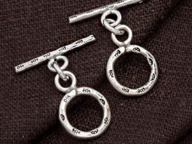 Karen Hill Tribe Silver Daisy Imprint Toggles 12 mm.