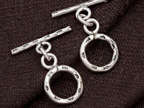 2 of Karen Hill Tribe Silver Daisy Imprint Toggles 12 mm.