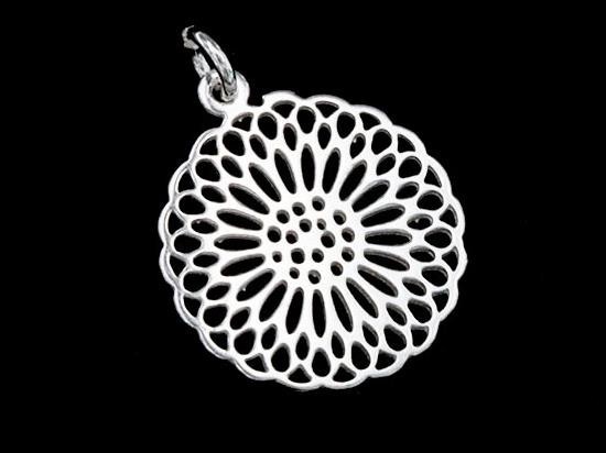 1 of 925 Sterling Silver Filigree Disc Pendant 19mm. Polish Finish