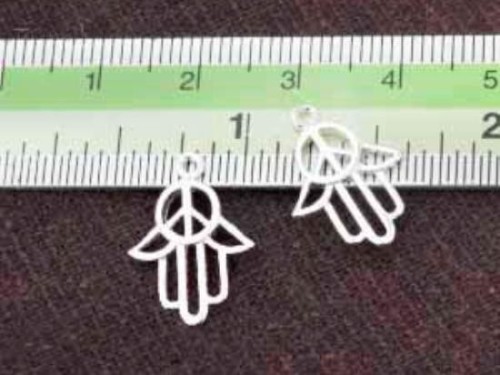 2 of 925 Sterling Silver Hand Of Fatima Charms 12x14mm. Polish Finished