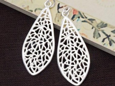 2 of 925 Sterling Silver Filigree Teardrop Pendants 16x35 mm.