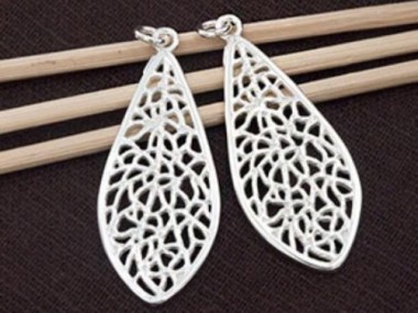 925 Sterling Silver Filigree Teardrop Pendants 16x35 mm.