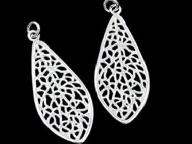 925 Sterling Silver Filigree Teardrop Pendants 16x35 mm.