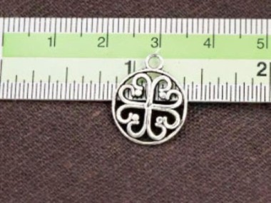 925 Sterling Silver Celtic Heart, Clover Charm 13.5mm.