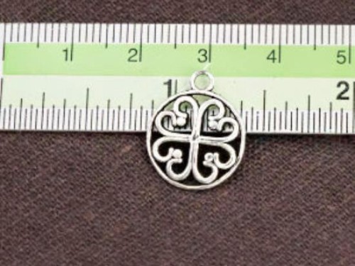 1 of 925 Sterling Silver Celtic Heart, Clover Charm 13.5mm. Lightly Oxidized.