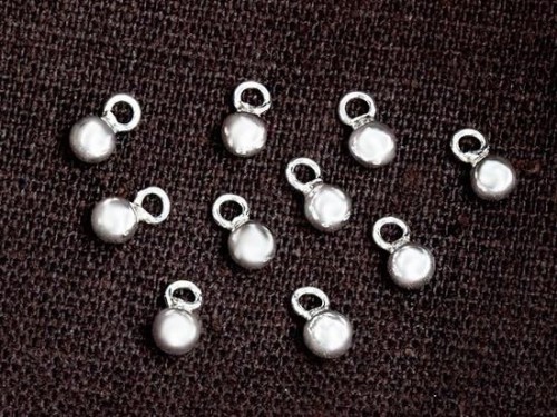 10 of 925 Sterling Silver Ball Charms 4 mm.