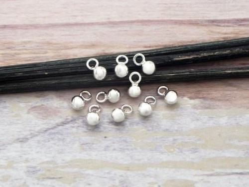 10 of 925 Sterling Silver Ball Charms 4 mm.