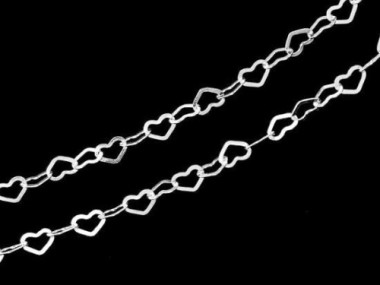 925 Sterling Silver Tiny Heart Chain 2 x 1.8 mm.