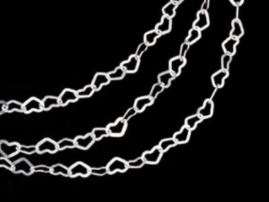 925 Sterling Silver Tiny Heart Chain 2 x 1.8 mm.