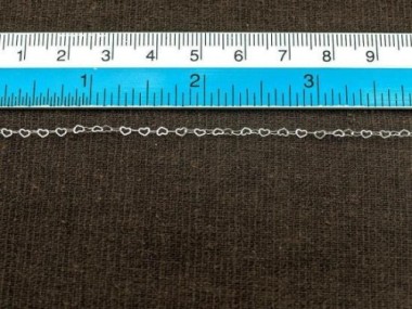 925 Sterling Silver Tiny Heart Chain 2 x 1.8 mm.