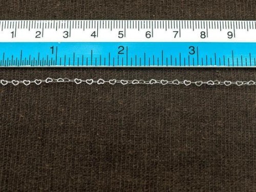 24 inches of 925 Sterling Silver Tiny Heart Chain 2 x 1.8 mm.