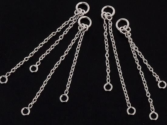 2 Pairs of 925 Sterling Silver Dangling Chain Connectors 20-28 mm.