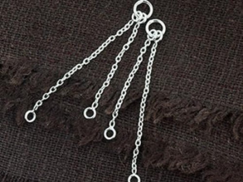 2 Pairs of 925 Sterling Silver Dangling Chain Connectors 20-28 mm.