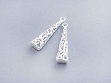 925 Sterling Silver Filigree Cone Charms 5.5x20 mm.