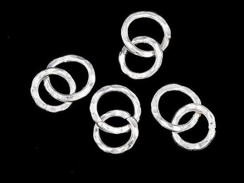 4 of Karen Hill Tribe Silver Double Hammered Circle Rings Charms 10, 11.5 mm.