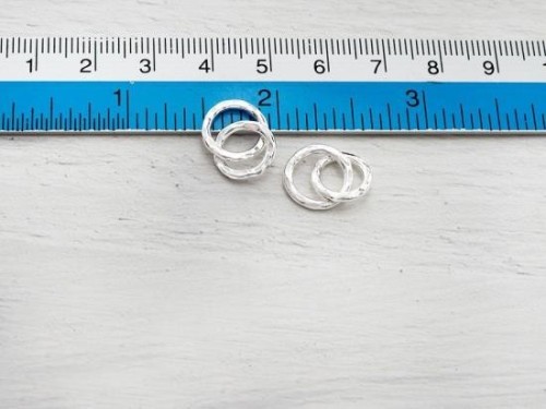 4 of Karen Hill Tribe Silver Double Hammered Circle Rings Charms 10, 11.5 mm.