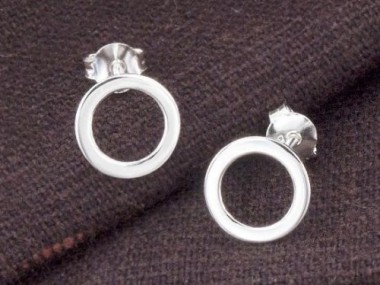 1 pair of 925 Sterling Silver Circle Stud Earrings 9mm. minimalist earrings, Polish finished