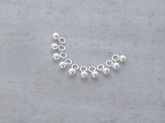 10 of 925 Sterling Silver Round Charms 3 mm. small charms