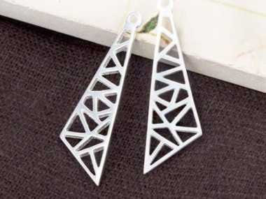 2 of 925 Sterling Silver Triangle Charms 10x28 mm., Polish Finished