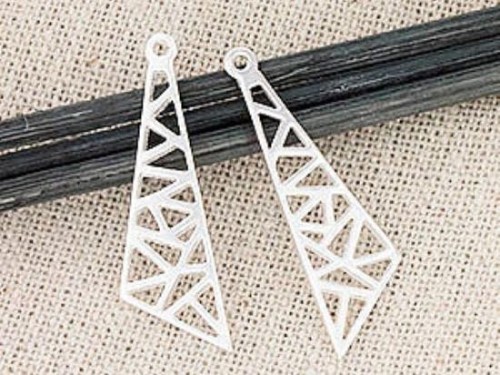 2 of 925 Sterling Silver Triangle Charms 10x28 mm., Polish Finished