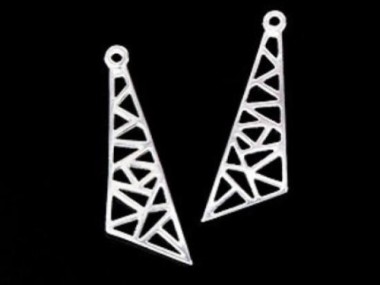 925 Sterling Silver Triangle Charms 10x28 mm.,