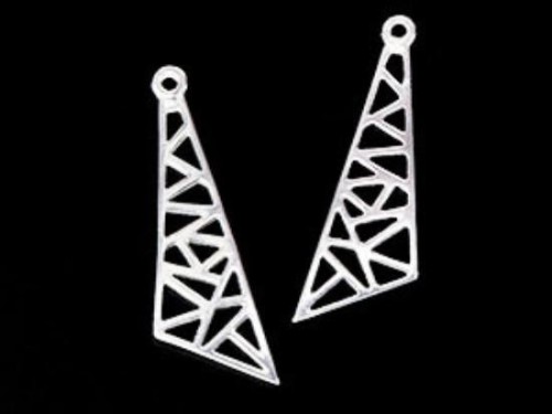 2 of 925 Sterling Silver Triangle Charms 10x28 mm., Polish Finished