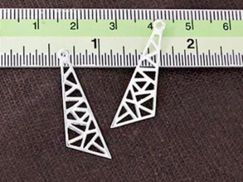 2 of 925 Sterling Silver Triangle Charms 10x28 mm., Polish Finished