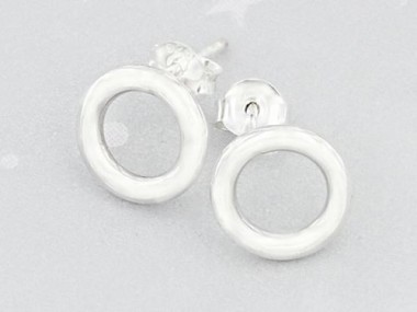 925 Sterling Silver Circle Stud Earrings 10mm.