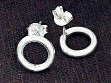 925 Sterling Silver Circle Stud Earrings 10mm.