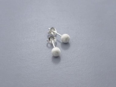 925 Sterling Silver Brushed Round Stud Earrings 5mm.