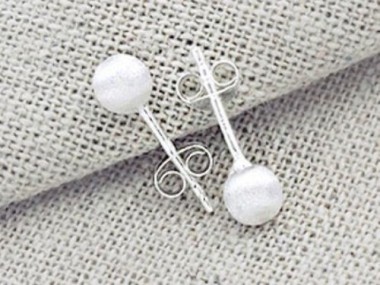 925 Sterling Silver Brushed Round Stud Earrings 5mm.