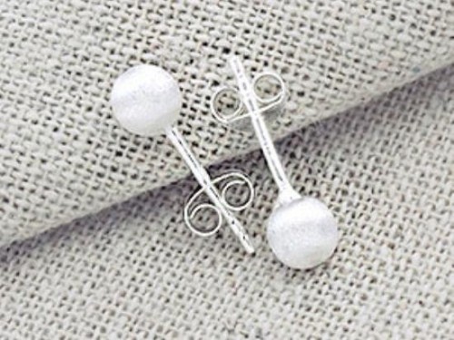 1 pair of 925 Sterling Silver Brushed Round Stud Earrings 5mm. , minimalist earrings