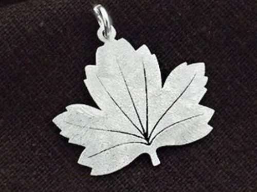 1 of 925 Sterling Silver Maple Leaf Pendant 21x24mm. Brush Finished