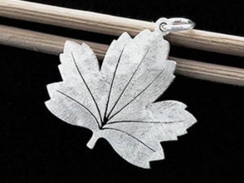 1 of 925 Sterling Silver Maple Leaf Pendant 21x24mm. Brush Finished