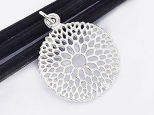 1 of 925 Sterling Silver Filigree Flower Pendant 18 mm. Polish Finished