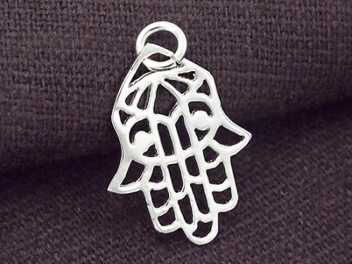 2 of 925 Sterling Silver Hand Of Fatima Charms 15x20mm. Polish Finished