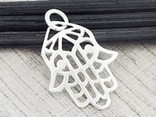 2 of 925 Sterling Silver Hand Of Fatima Charms 15x20mm. Polish Finished