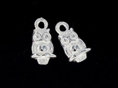 925 Sterling Silver Tiny Owl Charms 5.5x7.5mm.