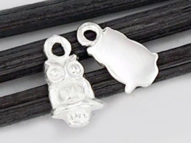 925 Sterling Silver Tiny Owl Charms 5.5x7.5mm.