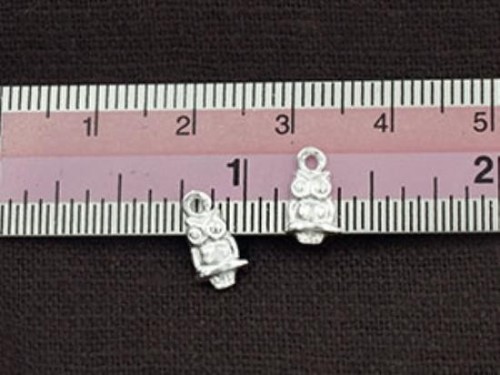 2 of 925 Sterling Silver Tiny Owl Charms 5.5x7.5mm.