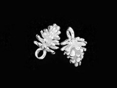 925 Sterling Silver Pinecone Charms. 8x12 mm.