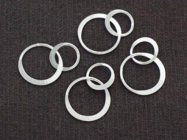 925 Sterling Silver Double Circle Rings Charms, Links, Connectors 9mm.