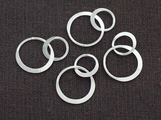 4 of 925 Sterling Silver Double Circle Rings Charms, Links, Connectors 9mm. & 13mm.