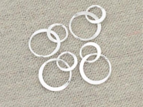 4 of 925 Sterling Silver Double Circle Rings Charms, Links, Connectors 9mm. & 13mm.